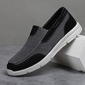 levne Pánské nazouváky a mokasíny-pánské béžové plátěné slip-on mokasíny – lehké prodyšné boty pro volný čas pro každodenní nošení a outdoorové aktivity