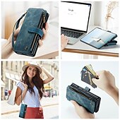 abordables Carcasas Samsung-Funda para teléfono Samsung Galaxy Z Fold 6 Z Fold 5 Z Fold 4 Z Fold 3 funda de billetera con soporte de pie cremallera retro TPU PU cuero