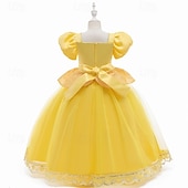 levne Šaty s pohádkovým motivem-Děti Dívčí Cosplay šaty Šaty na párty Pevná barva Krátký rukáv Výkon Narozeniny Síťka Cosplay kostým Sladký Polyester Do půli lýtek Šaty na párty Swingové šaty Áčkové šaty Léto 4 roky + Žlutá Světl