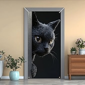 cheap Door Covers-Cute Cats Door Decorations Door Covers Animal Hide and Seek Door Tapestry Door Curtain Decoration Backdrop Indoor/Outdoor Door Banner for Front Door Farmhouse Peekaboo