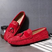 economico Slip-ons e mocassini da uomo-mocassini da uomo in finta pelle scamosciata marrone con dettaglio nappa e motivo in rilievo | comodi ed eleganti per l&#039;uso quotidiano