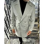 billiga Trenchcoat för män-Herr Rock Trenchcoat Semester Dagligen Höst vinter Polyester Håller värmen Ytterkläder Kläder Mode Klassisk Slät Ficka Kavajslag Dubbelknäppt