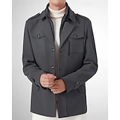baratos Trench coat masculino-Homens Jaqueta de inverno gótica Peacoat Férias Diário Outono &amp; inverno Poliéster Térmico / Quente Vestível agasalhos Roupa Moda Clássico Tecido Bolsos Lapela Não Trespassado