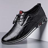 cheap Men&#039;s Oxfords-Men&#039;s Brown Crocodile Pattern Faux Leather Dress Shoes with Lace-Up Closure and Comfortable Sole, Elegant for Business and Formal Occasions