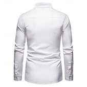 billige Button Down-skjorter for menn-Herre Skjorte Dresskjorter Skjorte med knapper عادي Bryllup Fest Svart Hvit Rød Navyblå Langermet Knaphul Vår &amp; Vinter Klær Broderi