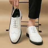 billige Formell-Herresko med tofarget vingetupp i oxford-brogues i brunt og hvitt, ekte skinn med gatsby-inspirerte vintage-sko fra 1920-tallet til bryllup, jazzfester og formelle arrangementer