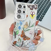 Недорогие Чехлы для Samsung-телефон Кейс для Назначение SSamsung Galaxy S24 Ultra S24 Plus S24 S24 ФЭ S23 Ultra А55 А35 А25 А15 5Г S25 Ультра Кейс на заднюю панель с ремешком на запястье Защита от удара Ретро ТПУ ПК