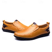 abordables Chaussures sans lacets &amp; mocassins-Mocassins à enfiler en similicuir marron clair pour hommes avec détails cousus à la main – chaussures décontractées confortables pour le travail, les voyages et le quotidien