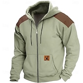cheap Men&#039;s 3D Hoodies-Men&#039;s Cowboy Hoodies Hoodie Hooded Sweatshirt Hooded Fashion 3D Print Vacation Going out Streetwear Green Khaki Zipper Drawstring Fall Winter Designer