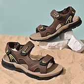 economico sandali da esterno-sandali sportivi da uomo marroni per l&#039;esterno con cinturini regolabili e suola antiscivolo - comode scarpe estive per escursioni, spiaggia e abbigliamento casual