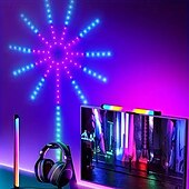 tanie Lampy projektora i projektory laserowe-inteligentne fajerwerki światła led listwa świetlna led z aplikacją zdalnego sterowania muzyka i dźwięk zsynchronizowane światła do dekoracji okien i ścian ulicznych odpowiednie na Boże Narodzenie