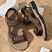economico sandali da esterno-sandali sportivi da uomo marroni per l&#039;esterno con cinturini regolabili e suola antiscivolo - comode scarpe estive per escursioni, spiaggia e abbigliamento casual