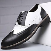 baratos Semi-formal-Sapatos sociais masculinos oxford brogue bico fino em dois tons, branco e marrom-castanho, sapatos vintage de couro inspirados em Gatsby para festas, casamentos e eventos formais dos anos 1920