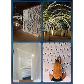 cheap Solar String Lights-10m Solar String Lights 370 LEDs with 13 Keys Remote - Warm, Cool White &amp; Blue Firecracker Lights for Holiday Party