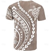 preiswerte Camisetas tropicales de vacaciones-Herren Schildkröte Maorisch T Shirt Kurzarm T-Shirt 3D-Druck Rundhalsausschnitt Hemd Modisch Ethnisch Strasse Täglich Khaki Sommer Frühling Bekleidung S M L XL XXL XXXL