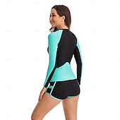 olcso Kiütés őrök-Női Rashguard fürdőruha UV Napvédelem UPF50+ Könnyű Hosszú ujj Spandex Fürdőruha 2 db Cipzár Úszás Szörfözés Tengerpart Vízi sportok Kollázs Nyomtatott Nyár Tavasz Ősz