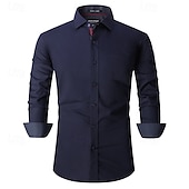 cheap Men&#039;s Non Iron Shirts-Men&#039;s Shirt Dress Shirt Button Up Shirt Plain Wedding Party Black White Pink Wine Long Sleeve Lapel Spring &amp;  Fall Clothing Apparel