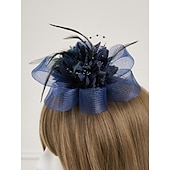 cheap Fascinators-Elegant Feather Net Fascinators Hats with Feathers Fur Floral 1PC Special Occasion Kentucky Horse Race Ladies Day Headpiece dress to impress Race Day Dress