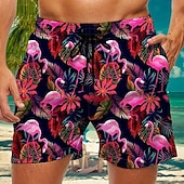  Per uomo Fenicottero Piante Tropicali Costumi da bagno Pantaloncini da mare Pantaloncini da Surf Misura del girovita medio Streetwear Hawaiano Casuale Quotidiano Ferie Tasca Coulisse Elastico in vita