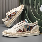 abordables Baskets Décontractées-baskets décontractées en toile pour hommes avec imprimé tribal et semelle en corde de jute – chaussures confortables au quotidien