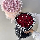 cheap Wedding Decorations-1 Roll Flower Wrapping Mesh with Pearls - Polyamide Florist Netting for Bouquet Packaging Valentine&#039;s Day Birthday Wedding Decor Gift Wrapping Supplies 15-inch
