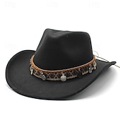 cheap Fedora Hat-Men&#039;s Kentucky Derby Hat Sun Hat Cowboy Hat Fedora Trilby Hat Black Wine Woolen Vintage Style Fashion 18th Century State of Texas Daily Theme Party Solid / Plain Color Sunscreen Cosplay