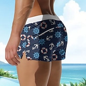 voordelige Oceaan afdrukken-Voor heren 3D-afdrukken Watersport Anker Lange zwembroeken Zwemshorts Boardshorts Medium Taille Modieus Ontwerper Surfen Feestdagen Strand Trekkoord Elastische taille Zak met rits Ontwerper Kleding