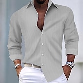 economico camicie casual da uomo-Per uomo Camicia Camicia estiva Maglietta informale Camicia a righe Camicia con bottoni Nero Verde chiaro Rosa Rosso Blu reale Manica lunga Banda Colletto Da mare Giornaliero Abbigliamento Di