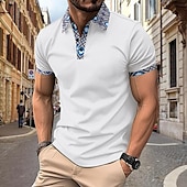 abordables Polo clásico para hombre-Hombre Camiseta de golf Polo de punto gofre Negocio Activo Clásico Manga Corta Moda Moderno Color sólido Botones Verano Primavera Ajuste regular Negro Blanco Azul Real Beige Gris Camiseta de golf