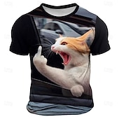  Herren Katze Lustig T Shirt Kurzarm T-Shirt 3D-Druck Rundhalsausschnitt Hemd Mode Täglich Straße Täglich Schwarz Blau Grau Sommer Frühling Bekleidung S M L XL XXL XXXL