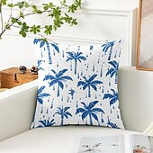 abordables Taies d&#039;Oreiller-Housse de coussin décorative à motif de palmiers, 1 pièce, taie d&#039;oreiller carrée douce pour chambre à coucher, salon, canapé, chaise