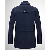 baratos Trench coat masculino-Homens Jaqueta de inverno gótica Peacoat Férias Diário Outono &amp; inverno Poliéster Térmico / Quente Vestível agasalhos Roupa Moda Clássico Tecido Bolsos Lapela Não Trespassado