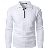 olcso Vakáció-Férfi Gofris pólóingek Quarter Zip Polo Napi Szabadság Negyed irányítószám Hosszú ujj Divat Modern Sima Tavasz Ősz Normál Fekete Fehér Bor Sötétkék Khakizöld Katonai zöld Gofris pólóingek