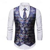 levne oblečení-Retro Řvoucí 20s 20. léta 20. století Kamizelka Vesta Velký Gatsby Gentleman Kašmírový vzor Retro Maškarní kostým Pánské Vánoce předvečer Všech svatých Karneval Výkon loučení se svobodou nevěsty
