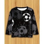 billiga Pojkens 3D Sporter &amp; Spel-Pojkar 3D Grafisk Fotboll T-shirt Långärmad Vår Höst Mode Grundläggande Barn 4-12 år Rund hals Utomhus Ledigt Dagligen Normal