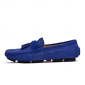 economico Slip-ons e mocassini da uomo-mocassini da uomo in finta pelle scamosciata marrone con dettaglio nappa e motivo in rilievo | comodi ed eleganti per l&#039;uso quotidiano