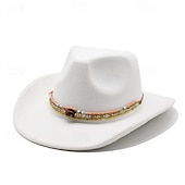 cheap Fedora Hat-Men&#039;s Kentucky Derby Hat Sun Hat Cowboy Hat Fedora Trilby Hat Black White Woolen Vintage Style Fashion 18th Century State of Texas Daily Theme Party Solid / Plain Color Sunscreen Cosplay