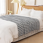 economico Coperte e plaid-coperta con lavorazione a pied de poule modello classico e senza tempo coperta resistente e morbida perfetta per letti, divani o sedie aggiunge un tocco sofisticato all&#039;arredamento della tua casa