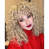cheap Synthetic Trendy Wigs-Short Curly Wig with Bangs for Women Wigs with Bangs Curly Synthetic Wig for Daily Use Party Cosplay