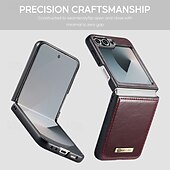 Χαμηλού Κόστους Samsung Θήκη-τηλέφωνο tok Για Samsung Galaxy Z Flip 6 Πίσω Κάλυμμα με βάση στήριξης Μαγνητική Υποστήριξη ασύρματης φόρτισης Ρετρό TPU PU δέρμα