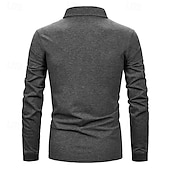 preiswerte Klassisches Poloshirt für Herren-Herren Golfhemd Golf Poloshirts Arbeit Casual Kargen Langarm Basic Modern Farbblock Patchwork Knopf Frühling &amp; Herbst Regular Fit Königliches Blau Blau Dunkelgrau Khaki Hellgrau Hellblau Golfhemd