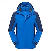 abordables Softshell, polares y chaquetas de montaña-Hombre Chaqueta Softshell Chaqueta para senderismo Invierno Al aire libre Bloque de color Resistente al Viento Resistente al Agua Chaquetas 3-en-1 Chaquetas de Lana Chaqueta cortavientos Viaje Negro