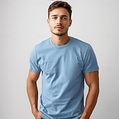 billiga Herrarnas Elite T-shirts och linnen-Herr T-shirt Bomullskjorta Ensfärgat Rund hals Kläder Utomhus Kontor Arbete Dagligen Sport Kortärmad Crewneck Klassisk Stil Modern Stil Ren färg Opressade byxor 100 % bomull Mode Häftig Dagligen