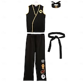 cheap Boys&#039; Costumes-Cobra Kai Karate Kid Outfits Masquerade Men&#039;s Women&#039;s Boys Movie Cosplay Sports Cosplay Black Top Pants Waist Belt Carnival Children&#039;s Day Masquerade Girls&#039; World Book Day Costumes