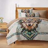 halpa 100% puuvillaa-eläinten boheemityylinen pussilakanasetti 100% puuvillaa pehmeä hengittävä kangas boho eläinprintit pussilakana ja tyynyliinat hypoallergeeniset ihoystävällinen kestävä haalistumaton täydellinen boho-makuuhuoneeseen