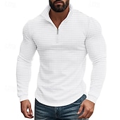 abordables Sweat-shirts basiques-Homme Sweat-shirt Sweat-shirt quart de fermeture éclair Noir Blanche Vin Vert Véronèse Kaki Demi-zip Uni Texturé Sport &amp; Loisir Quotidien Fête Polyester Streetwear Basique Occasionnel Printemps