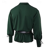 cheap Tops-Medieval Renaissance 17th Century Medium Length Blouse / Shirt Cosplay Costume Ren Faire Knight Ritter Celtic Knight Drawstring Solid Color Men&#039;s Celtic Pirate Masquerade Casual Daily Renaissance Fair