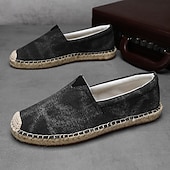 cheap Men's Slip-ons &amp; Loafers-Men's Red Canvas Espadrille Slip-On Shoes with Jute Rope Sole – Comfortable Summer Footwear