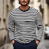 preiswerte T-Shirts für Herren mit 3D-Druck-Herren Linie T Shirt Langarm T-Shirt 3D-Druck Rundhalsausschnitt Hemd Modisch Übertrieben Strasse Täglich Schwarz Sommer Frühling Herbst Bekleidung S M L XL XXL XXXL