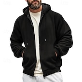 baratos hoodies básicos dos homens-Homens Moletons Waffle Moletom com zíper Moletom Moletom de lã Preto Verde Tropa Azul Marinha Cáqui Cinzento Com Capuz Tecido Bolsos Desportos e Ar livre Diário Feriado Roupa de rua Básico Casual